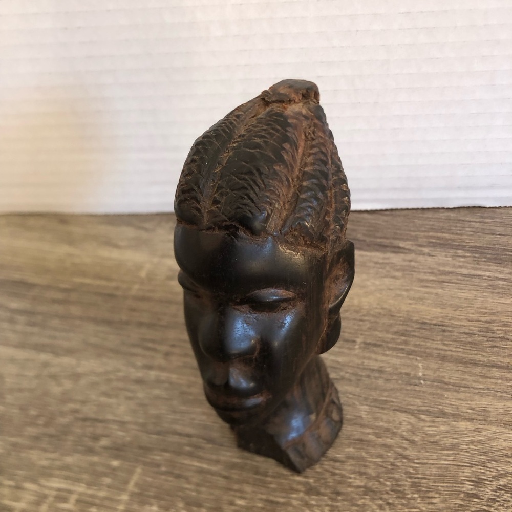 Hand Carved African Woman Wooden Bust